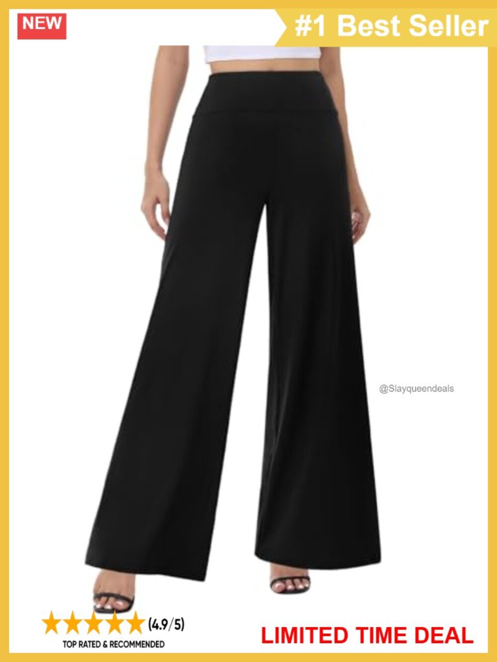 High Waist Wide Leg Palazzo Pants Stretchy Flowy Lounge Trousers